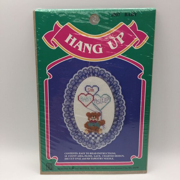 Set of 2 Counted Cross Stitch Kit Lace Ornament Santas List Shh Baby Asleep - Picture 6 of 9